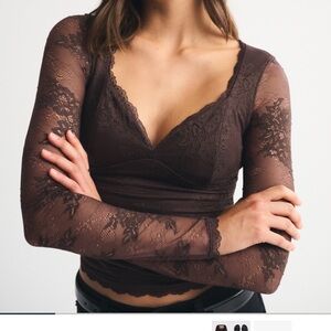 Abercrombie & Fitch Brown Lace Blouse